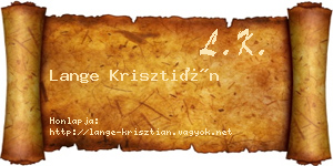 Lange Krisztián névjegykártya